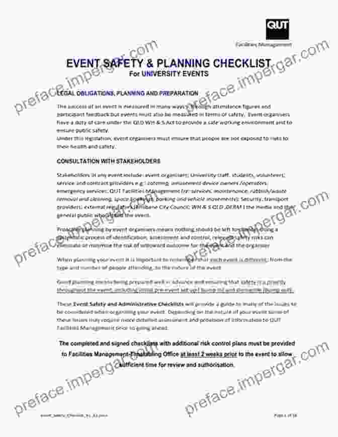 Event Planning Checklist The Event Safety Guide: A Guide To Health Safety And Welfare At Live Entertainment Events In The United States