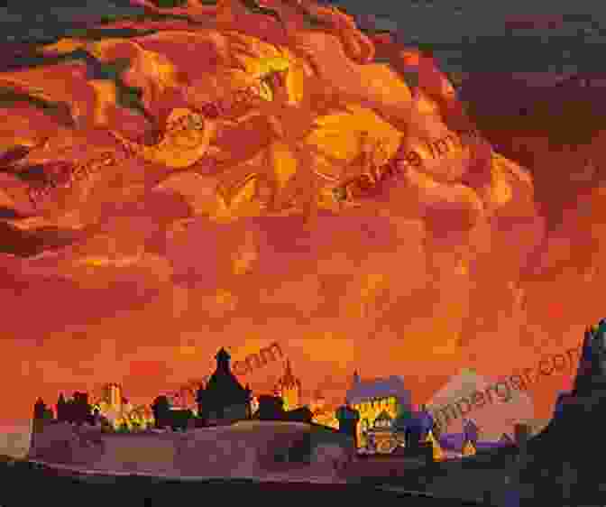 Fiery Stronghold Book Cover Featuring Vibrant Roerich Paintings Fiery Stronghold (Nicholas Roerich: Collected Writings)