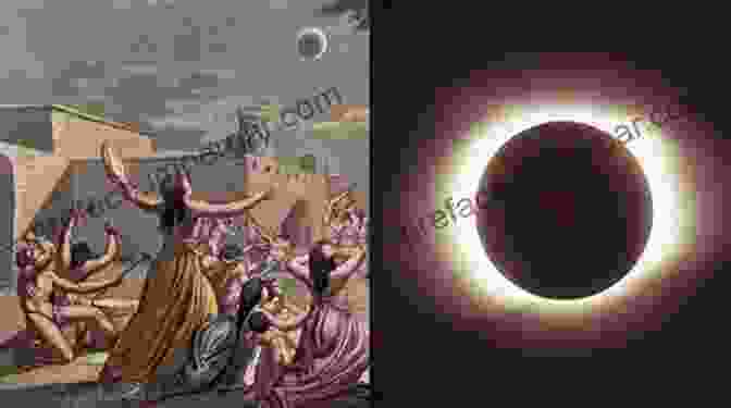 Historical Engraving Depicting An Ancient Eclipse Observation Totality: Eclipses Of The Sun